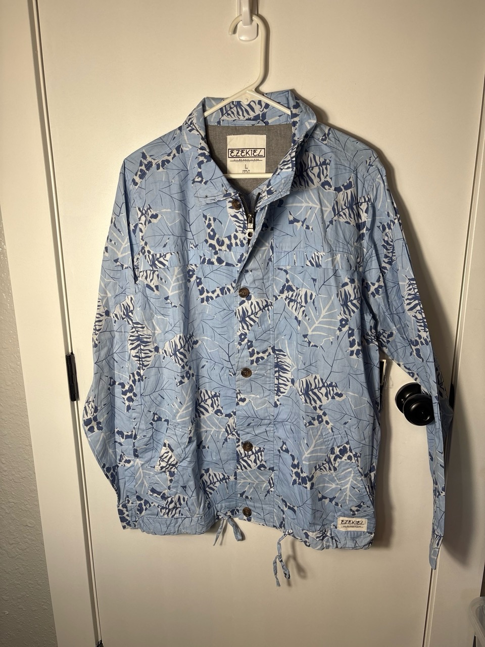 Nwt Ezekiel Tropical Leaf Print Lightweight Jacket Size Large Surf Beach Summer